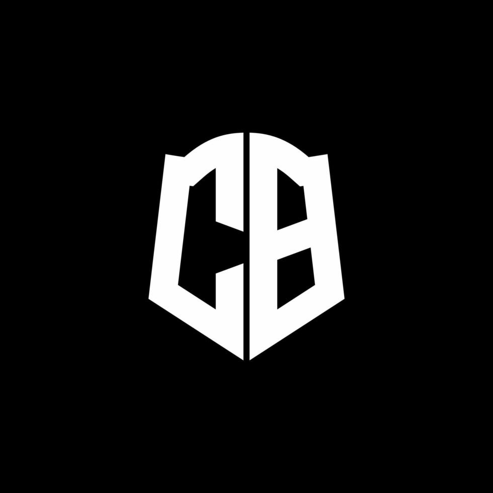 Cb monogram brief logo lint met schild stijl geïsoleerd op zwarte achtergrond vector