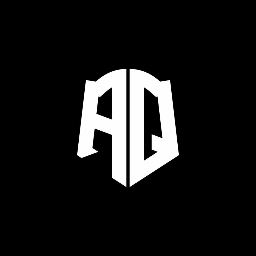 aq monogram brief logo lint met schild stijl geïsoleerd op zwarte achtergrond vector