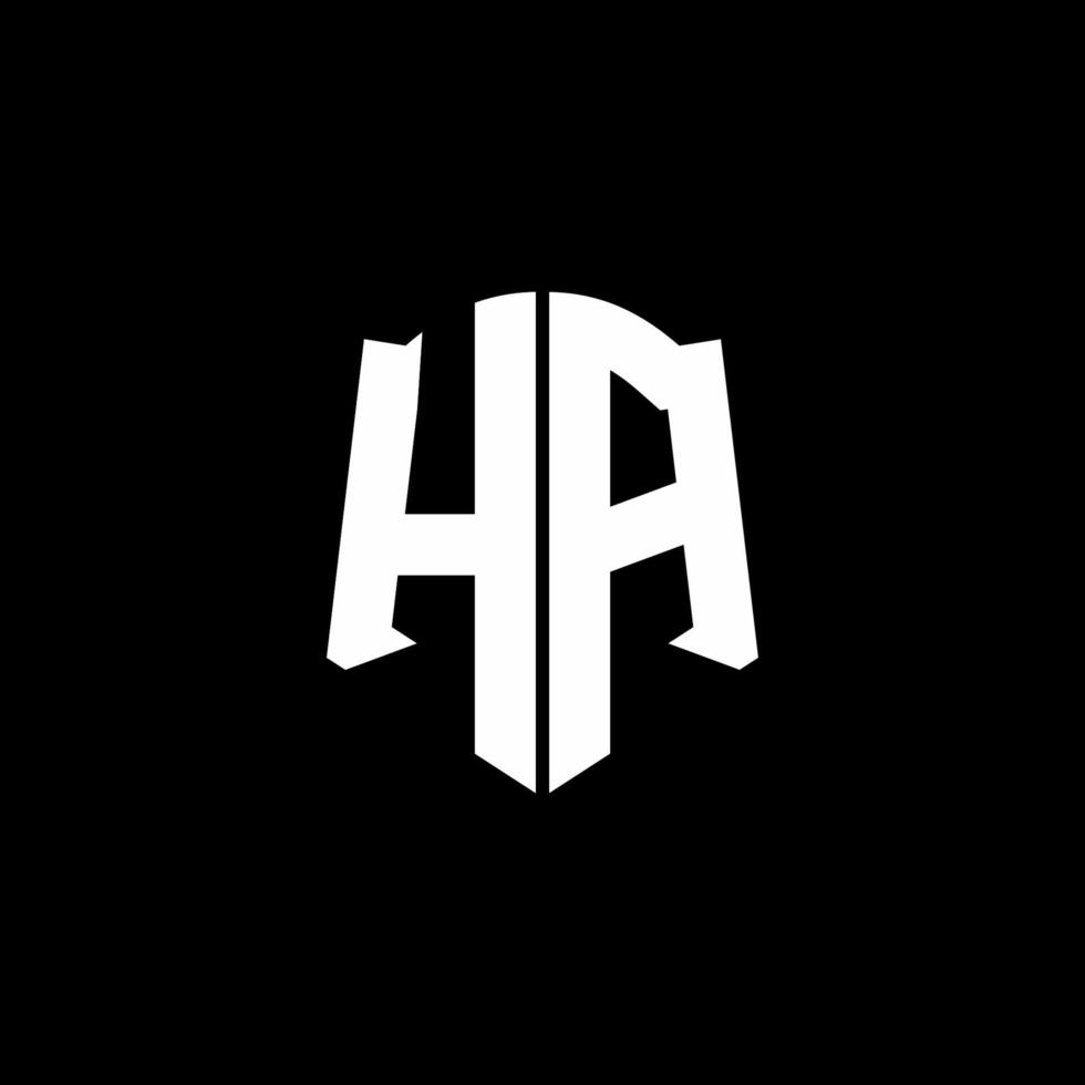 ha monogram brief logo lint met schild stijl geïsoleerd op zwarte achtergrond vector