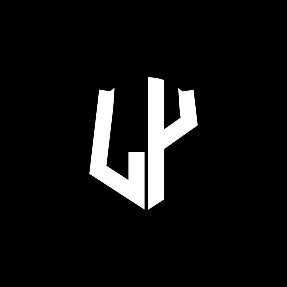ly monogram brief logo lint met schild stijl geïsoleerd op zwarte achtergrond vector