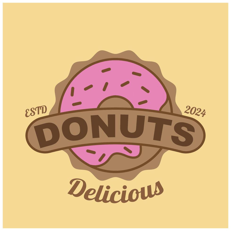 vector donut logo sjabloon. zoet smakelijk donut logotype backgrond glazuur toetje teken voor cafe restaurant kraam. grijp en Gaan concept
