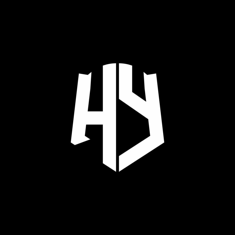 hy monogram brief logo lint met schild stijl geïsoleerd op zwarte achtergrond vector