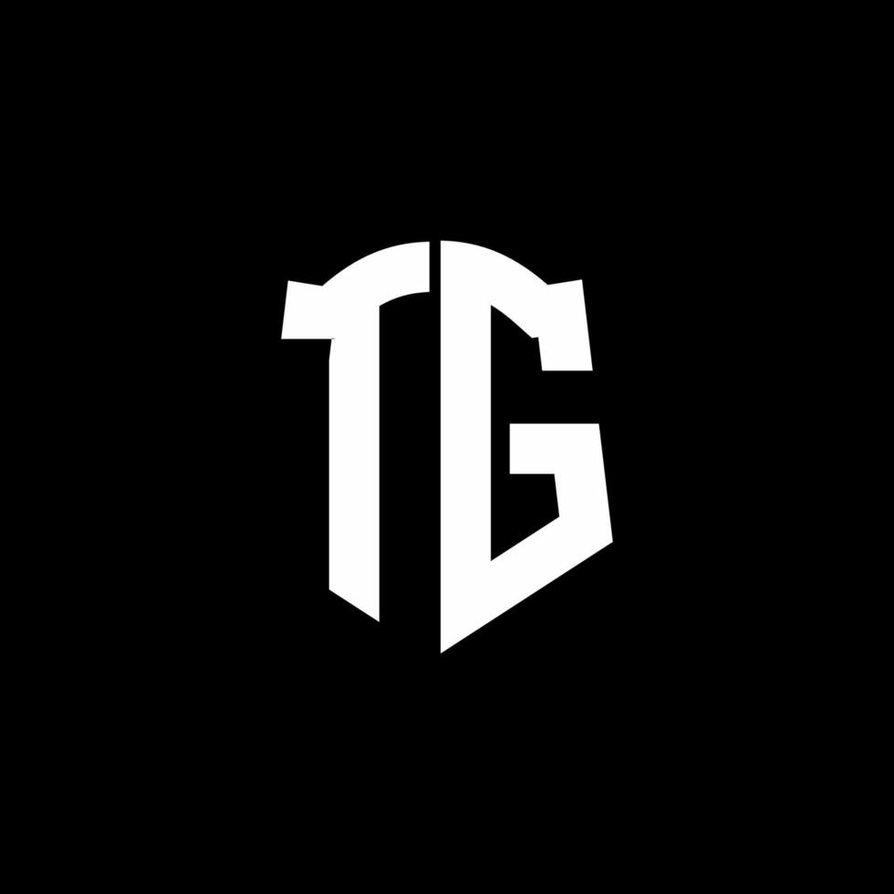 tg monogram brief logo lint met schild stijl geïsoleerd op zwarte achtergrond vector