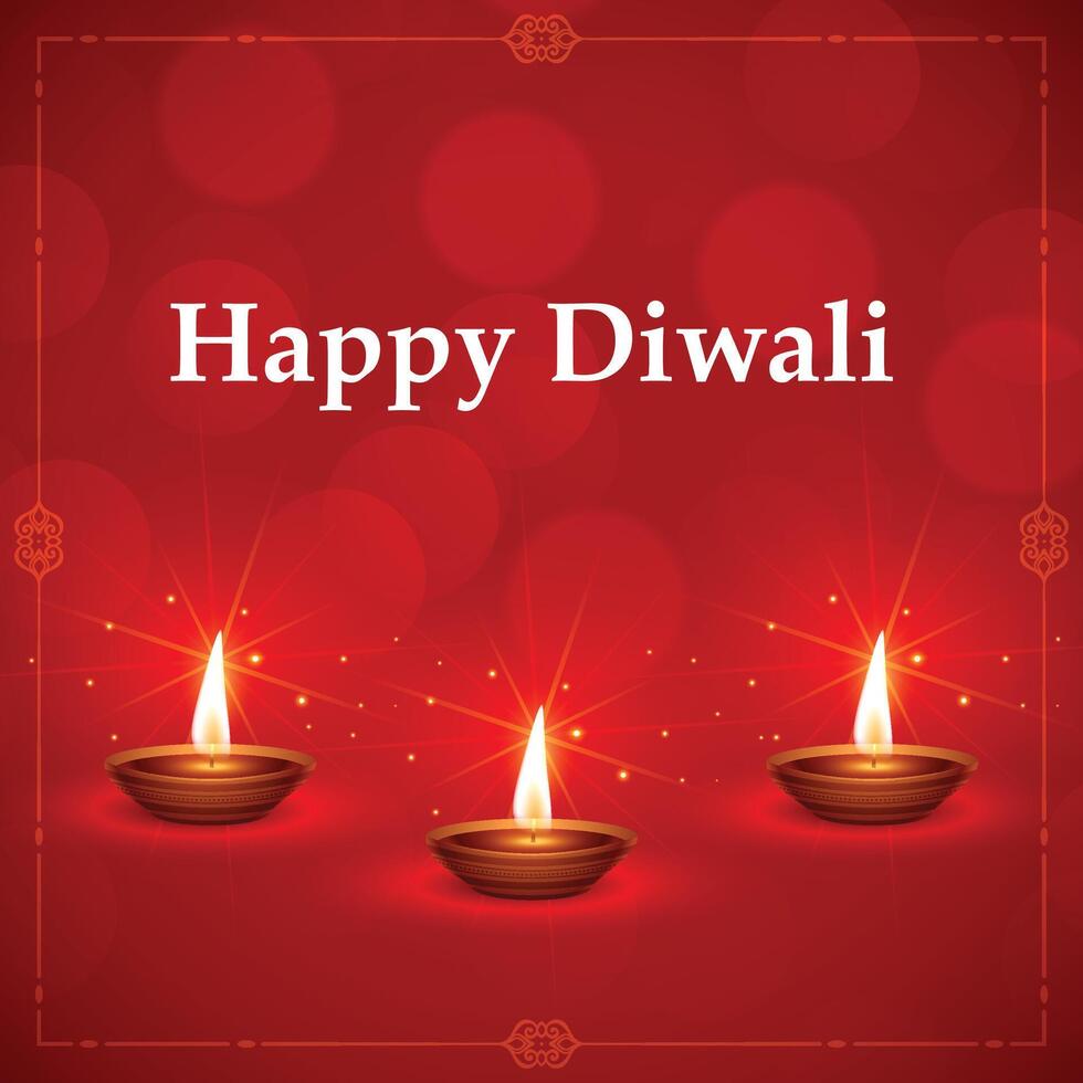 gelukkig divali. diwali festival groet kaart met kleurrijk rangoli en diya lamp vector