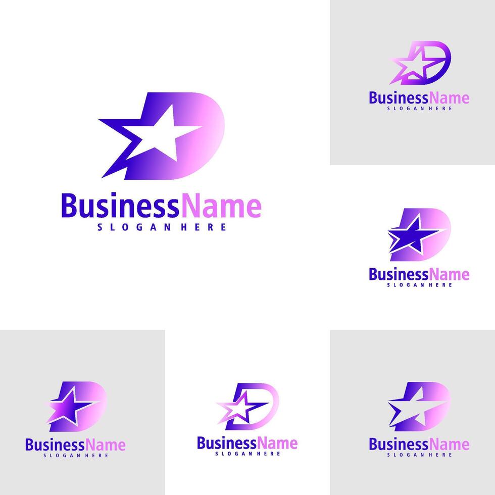 reeks van brief d met ster logo ontwerp vector. creatief eerste d logo concepten sjabloon vector