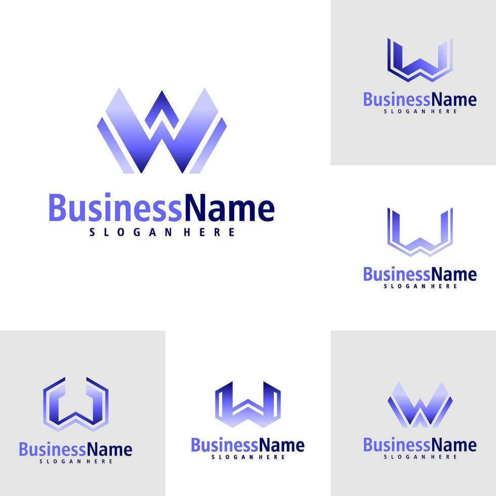 reeks van brief w logo ontwerp vector. creatief eerste w logo concepten sjabloon vector