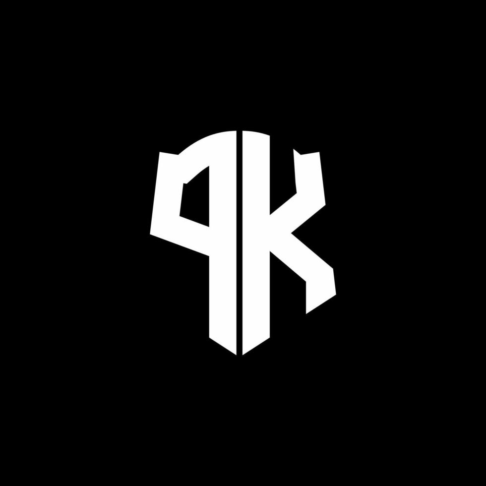 PK monogram brief logo lint met schild stijl geïsoleerd op zwarte achtergrond vector