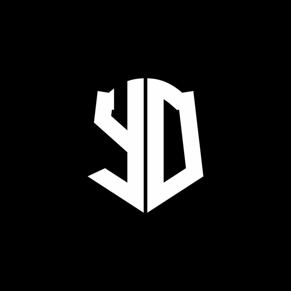 YD monogram brief logo lint met schild stijl geïsoleerd op zwarte achtergrond vector