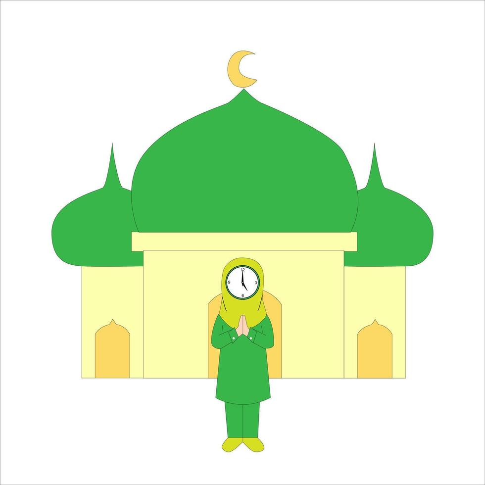 Gefeliciteerd voor eid al fitri en eid mubarak voor vrouw vector