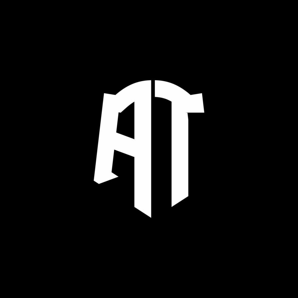 bij monogram letter logo lint met schild stijl geïsoleerd op zwarte achtergrond vector