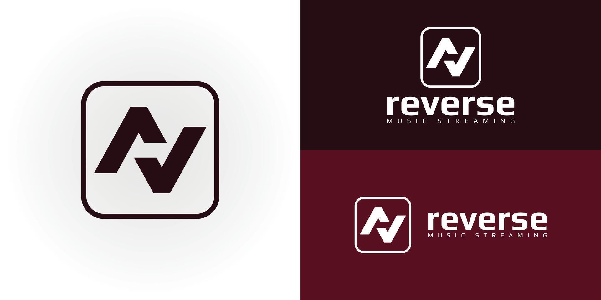 abstract eerste brief rechthoek rv of vr logo in diep rood kleur geïsoleerd Aan meerdere achtergrond kleuren. de logo is geschikt voor muziek- app en vermaak bedrijf logo ontwerp inspiratie sjabloon vector