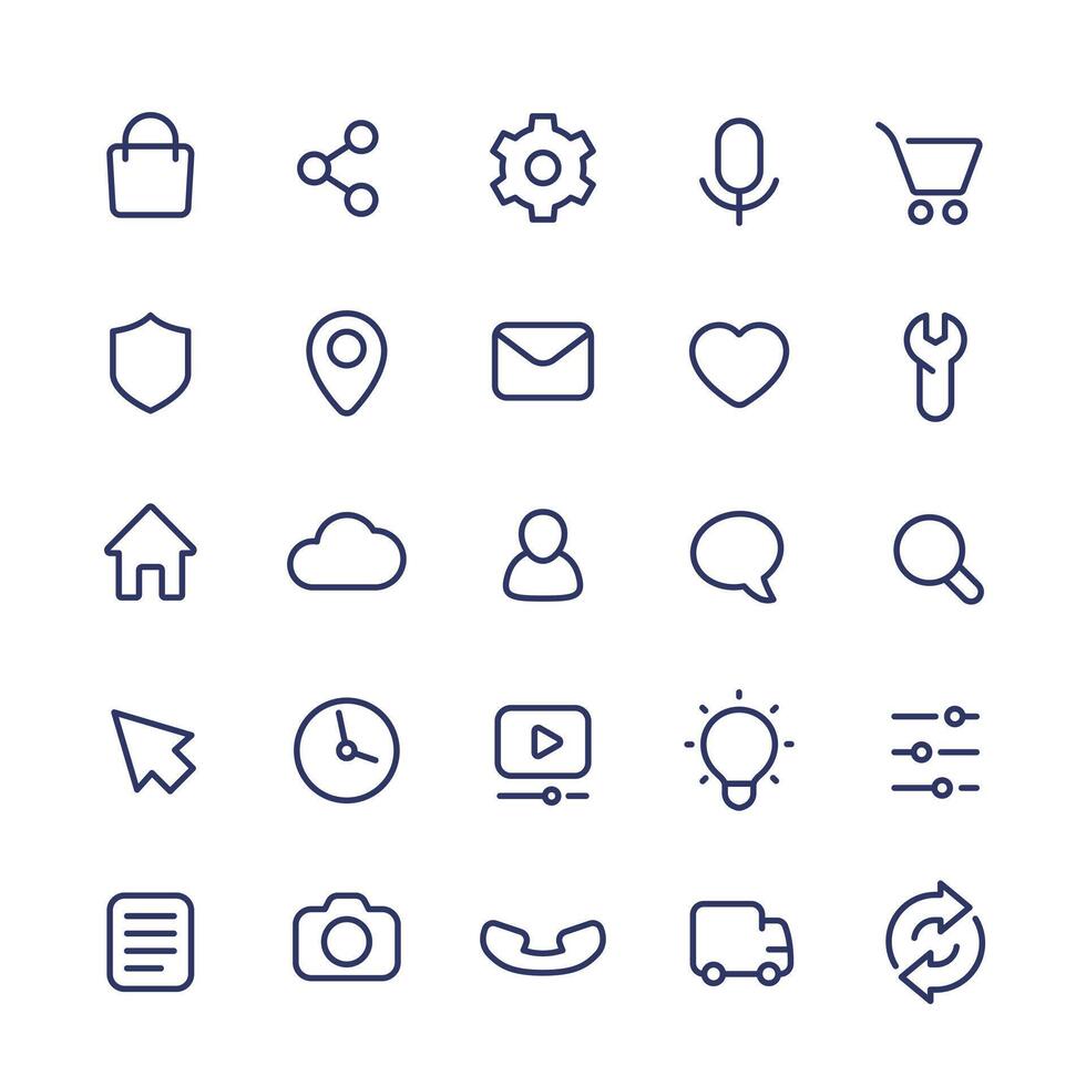 lijn pictogrammen voor apps en web, eenvoudig reeks vector