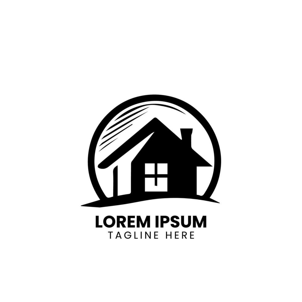 creatief huis slim logo detaillering met schoon achtergrond vector