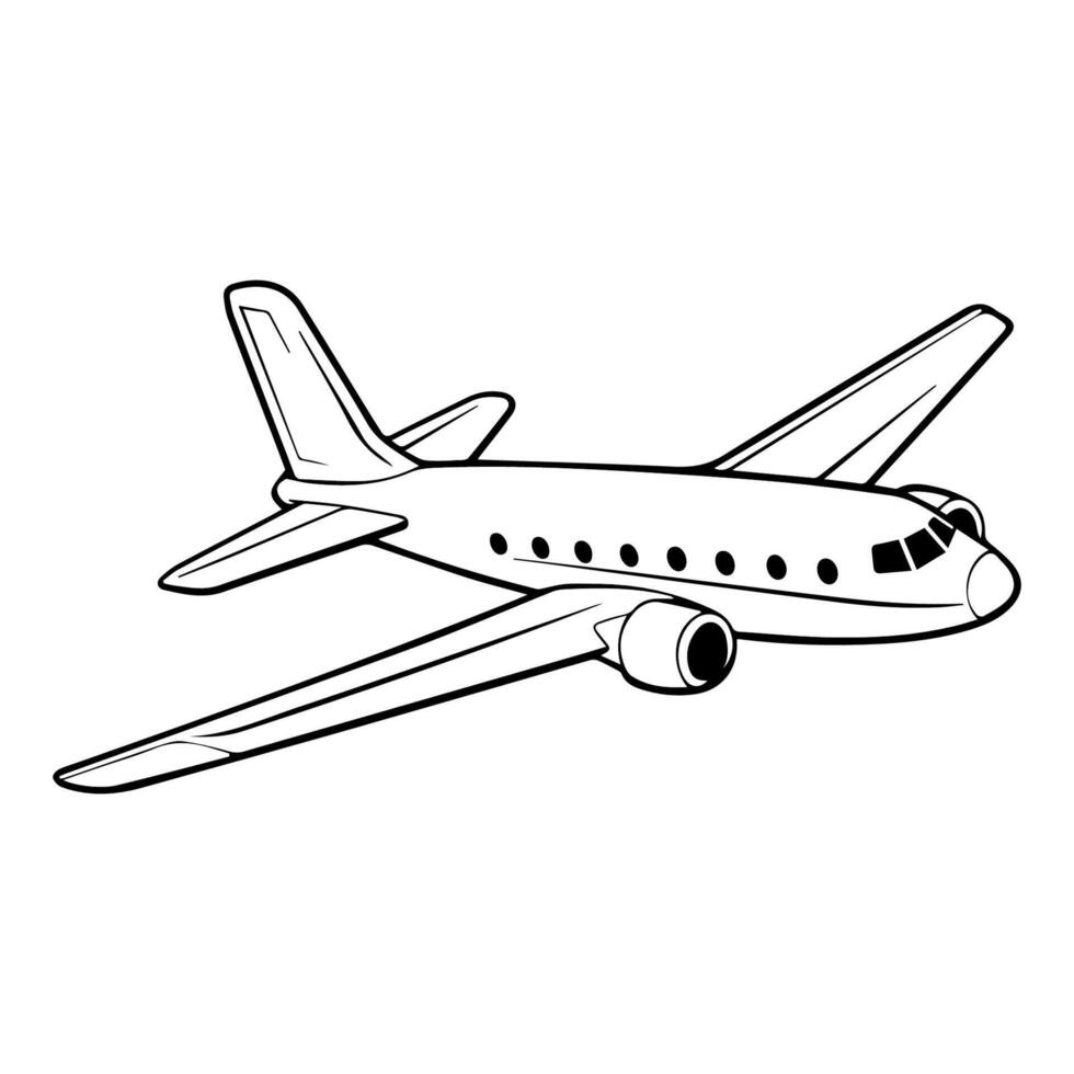 strak vliegtuig schets icoon in vector formaat, perfect voor luchtvaart en reisthema ontwerpen.