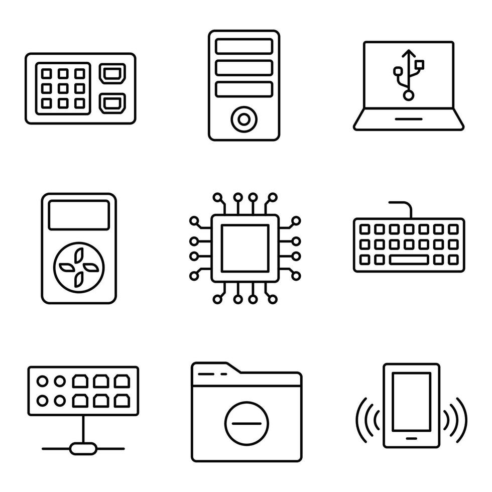 hardware lijn iconen set vector