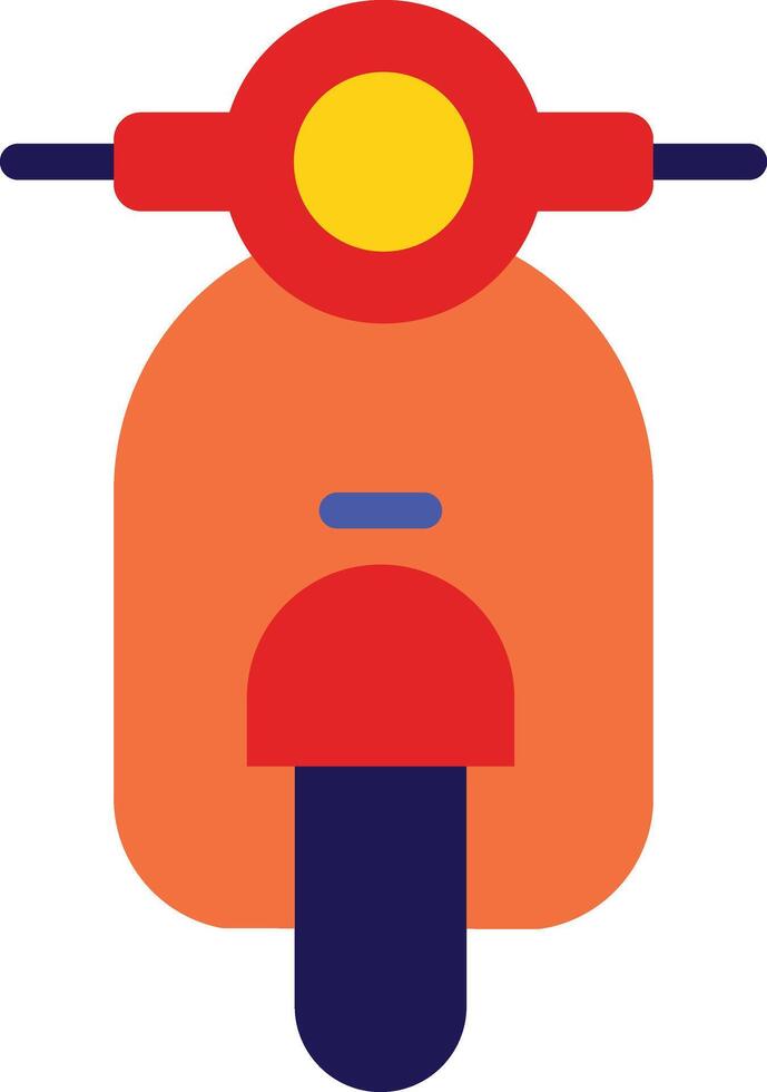 een oranje scooter met een geel en blauw stuur vector