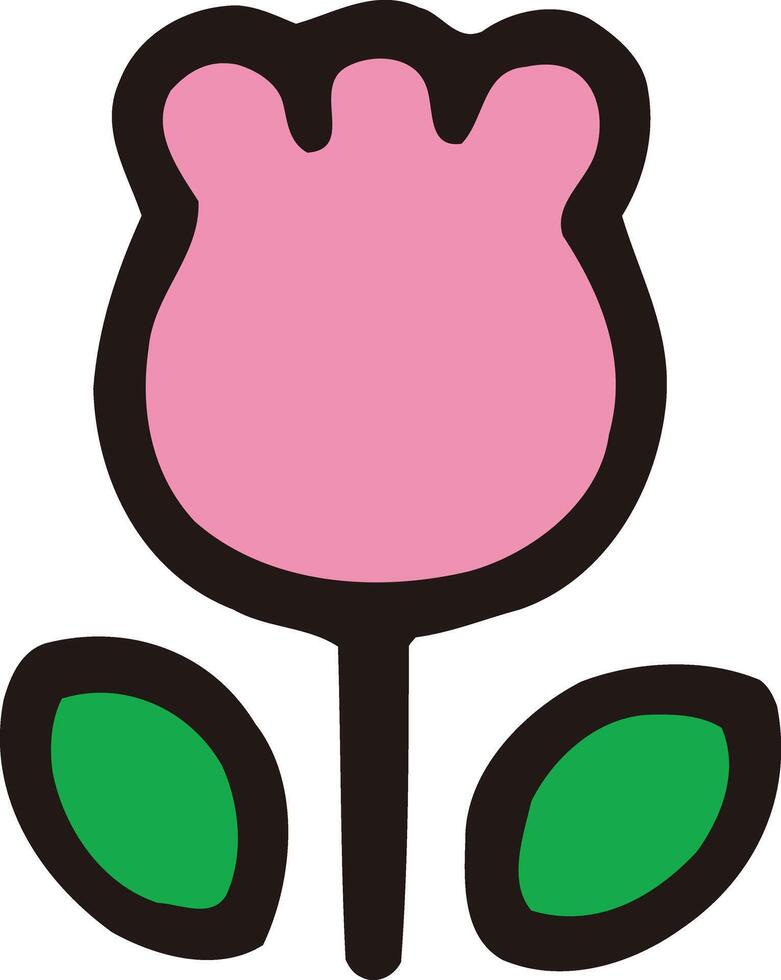 een roze bloem met groen bladeren vector
