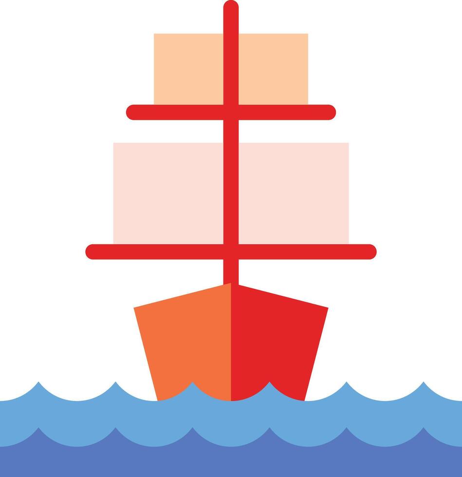 een rood schip drijvend in de oceaan vector