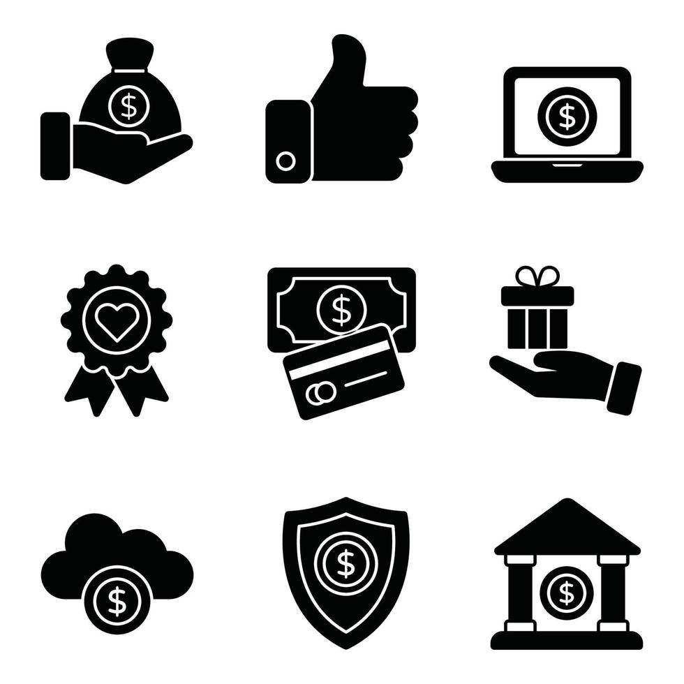 crowdfunding glyph iconen set vector