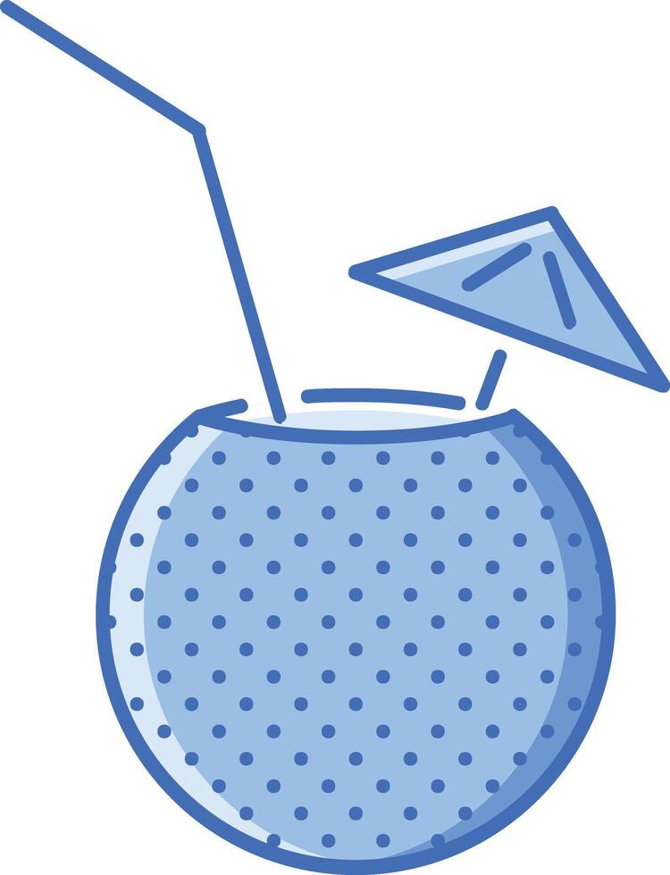 een blauw kokosnoot drinken met een rietje en paraplu vector