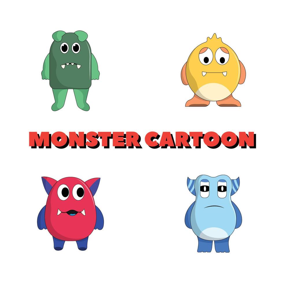 schattig monster reeks illustratie kleurrijk grappig concept vector