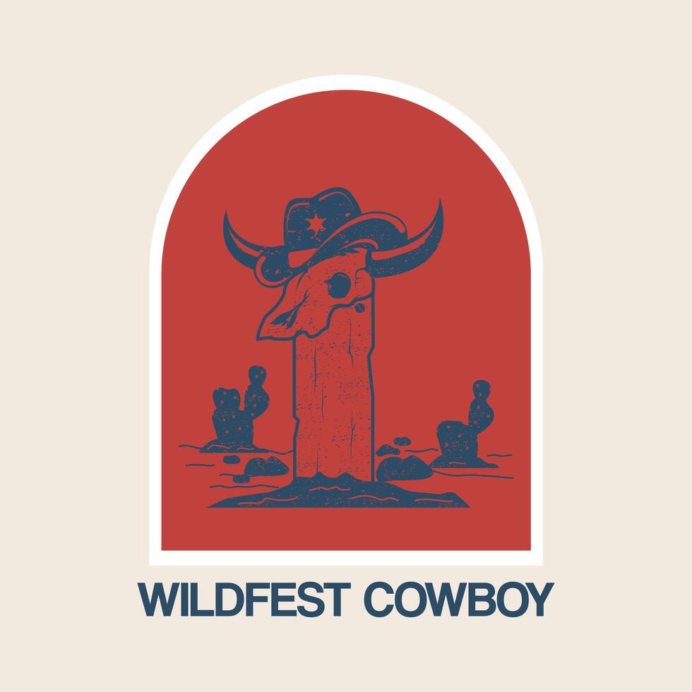 logo wijnoogst Amerikaans cowboy schedel hoofd vector illustratie met kleding ontwerp poster