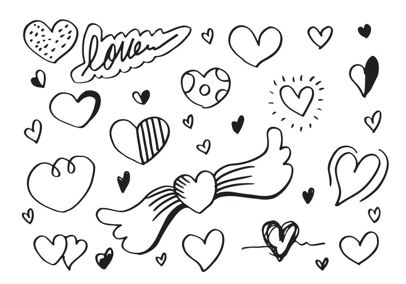 set van liefde. handtekening. doodle stijl. voor uw ontwerp. vector