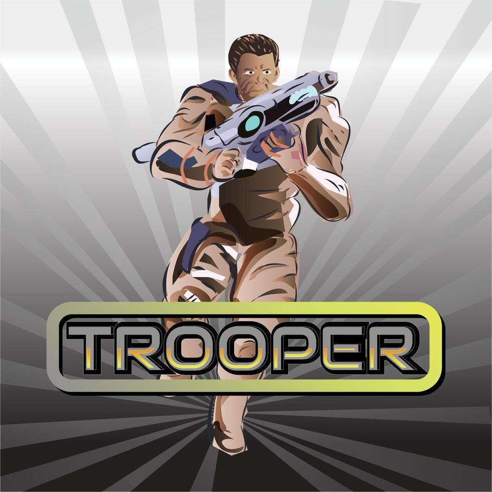 ruimte futuristische trooper teken en insigne vector