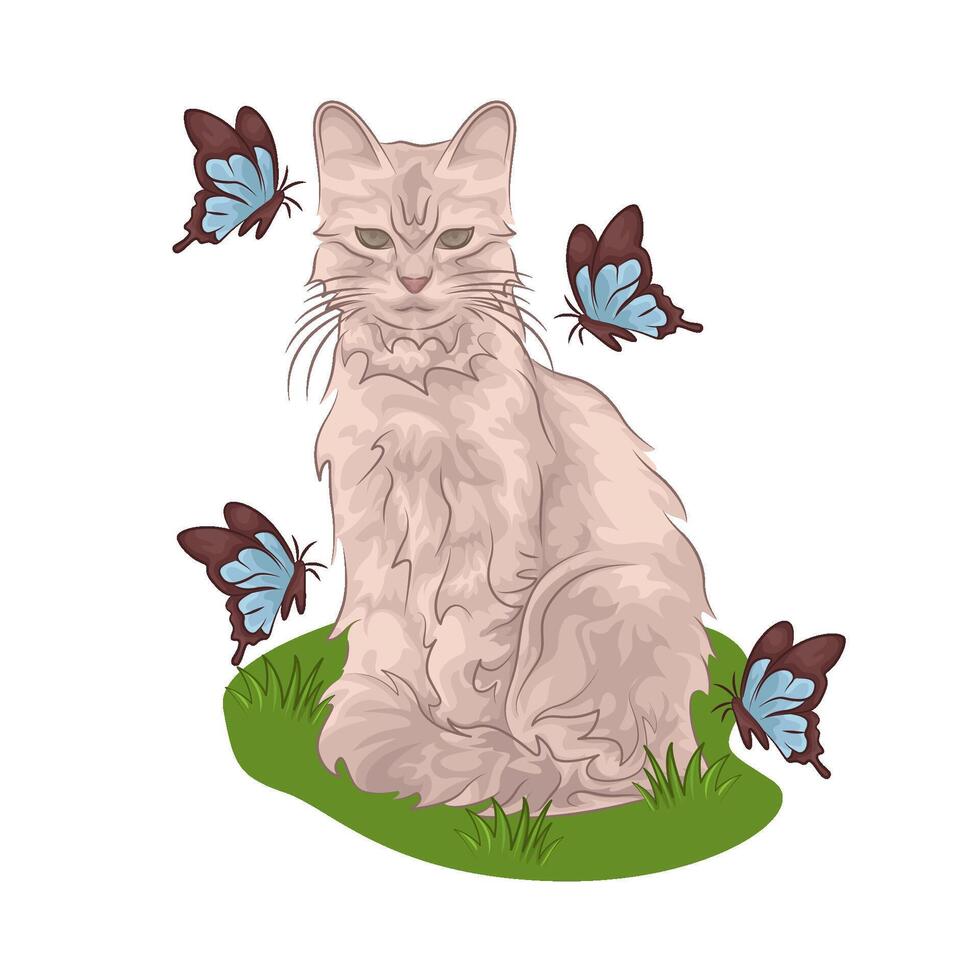 illustratie van zittend kat vector