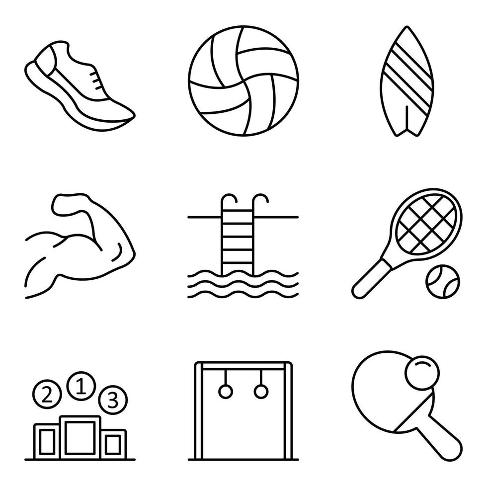 sport lijn iconen set vector