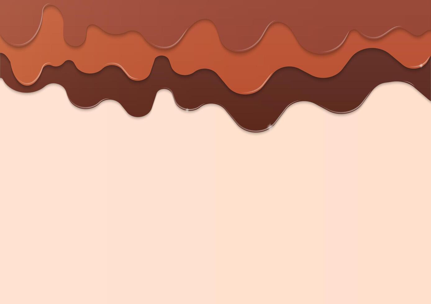 chocola en karamel saus Aan beige achtergrond vector