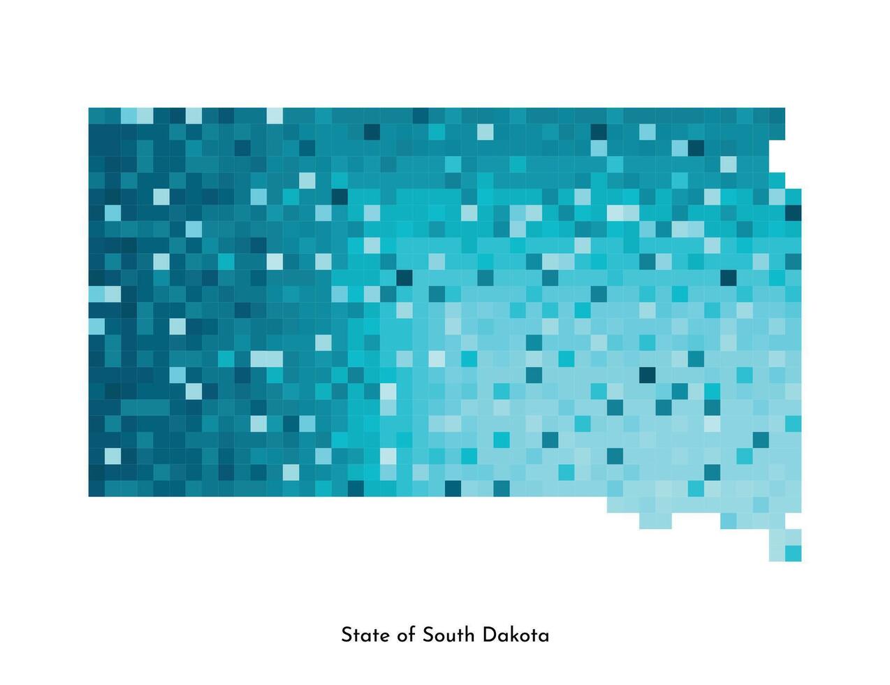 vector geïsoleerd meetkundig illustratie met ijzig blauw Oppervlakte van Verenigde Staten van Amerika, staat van zuiden dakota kaart. pixel kunst stijl voor nft sjabloon. gemakkelijk kleurrijk logo met helling structuur