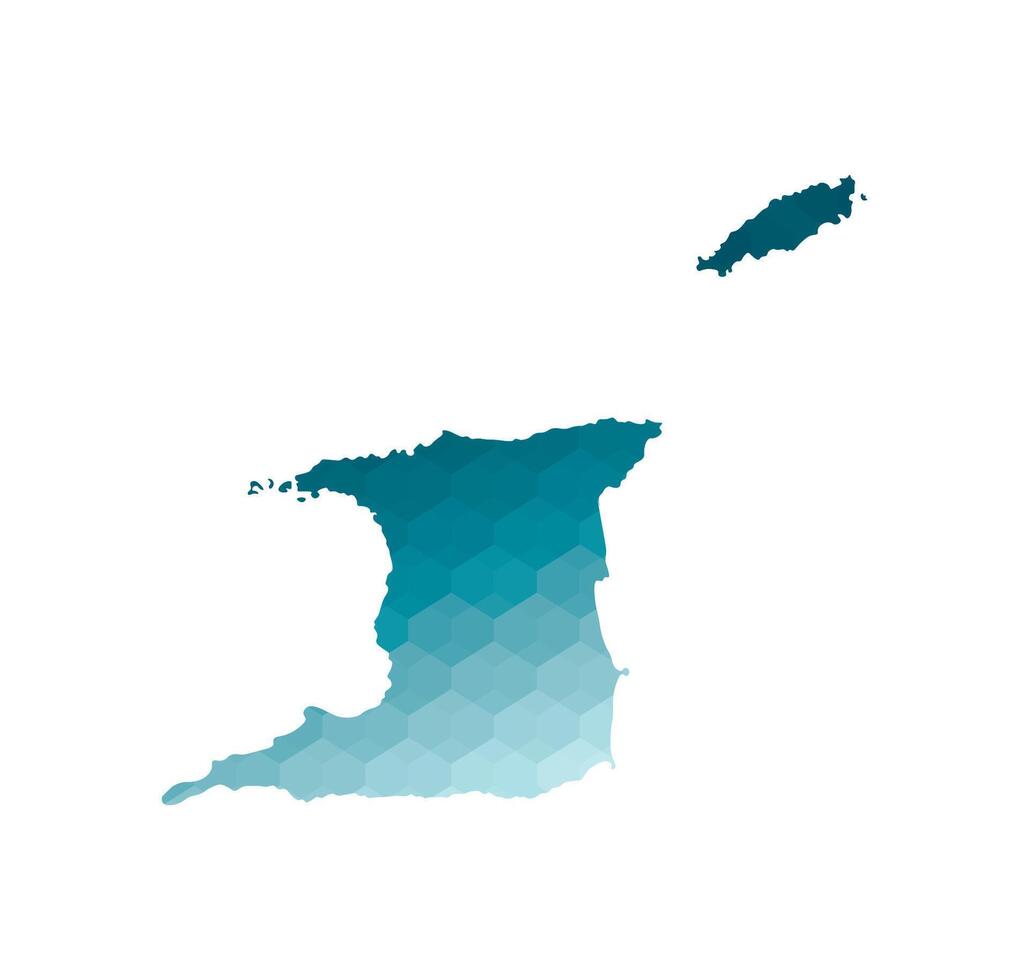 vector geïsoleerd illustratie icoon met vereenvoudigd blauw silhouet van Trinidad en Tobago kaart. veelhoekige meetkundig stijl. wit achtergrond.