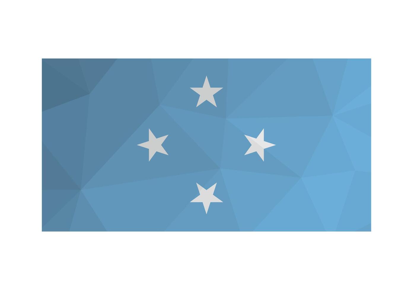vector illustratie. officieel vlag van federatief staten van Micronesië. nationaal vlag met 4 wit sterren Aan blauw achtergrond. creatief ontwerp in laag poly stijl