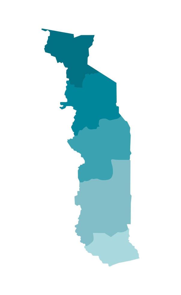 vector geïsoleerd illustratie van vereenvoudigd administratief kaart van gaan. borders van de Regio's. kleurrijk blauw khaki silhouetten.