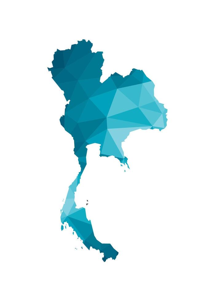 vector geïsoleerd illustratie icoon met vereenvoudigd blauw silhouet van Thailand kaart. veelhoekige meetkundig stijl, driehoekig vormen. wit achtergrond.