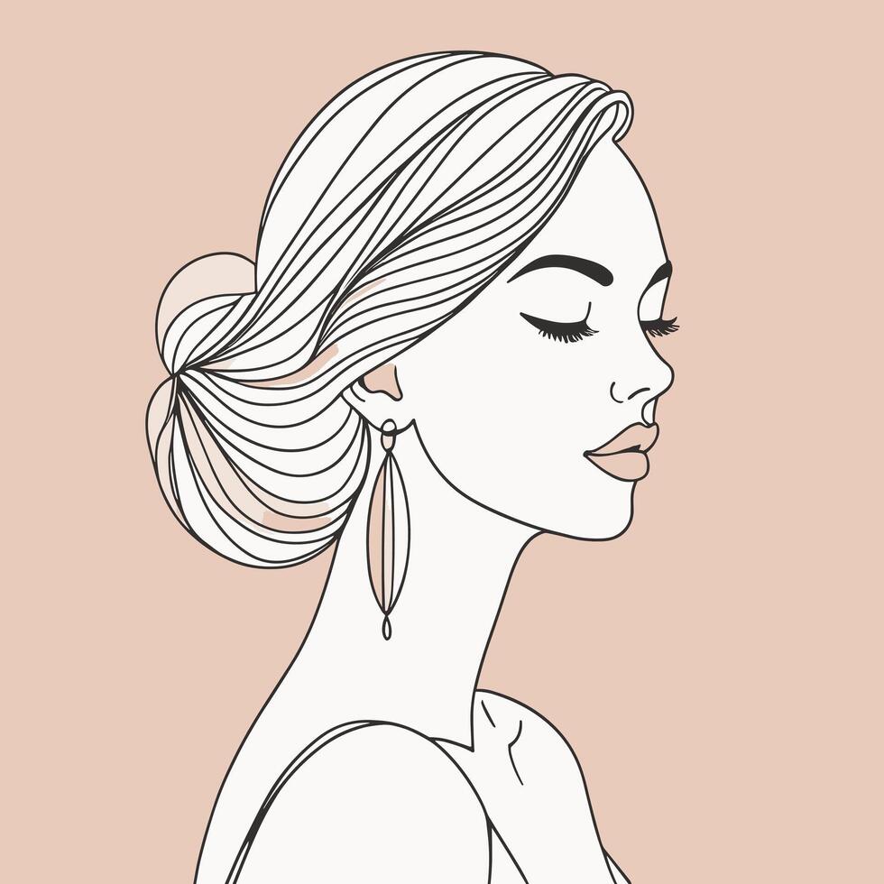 vrouw lijn kunst portret illustratie vector ontwerp