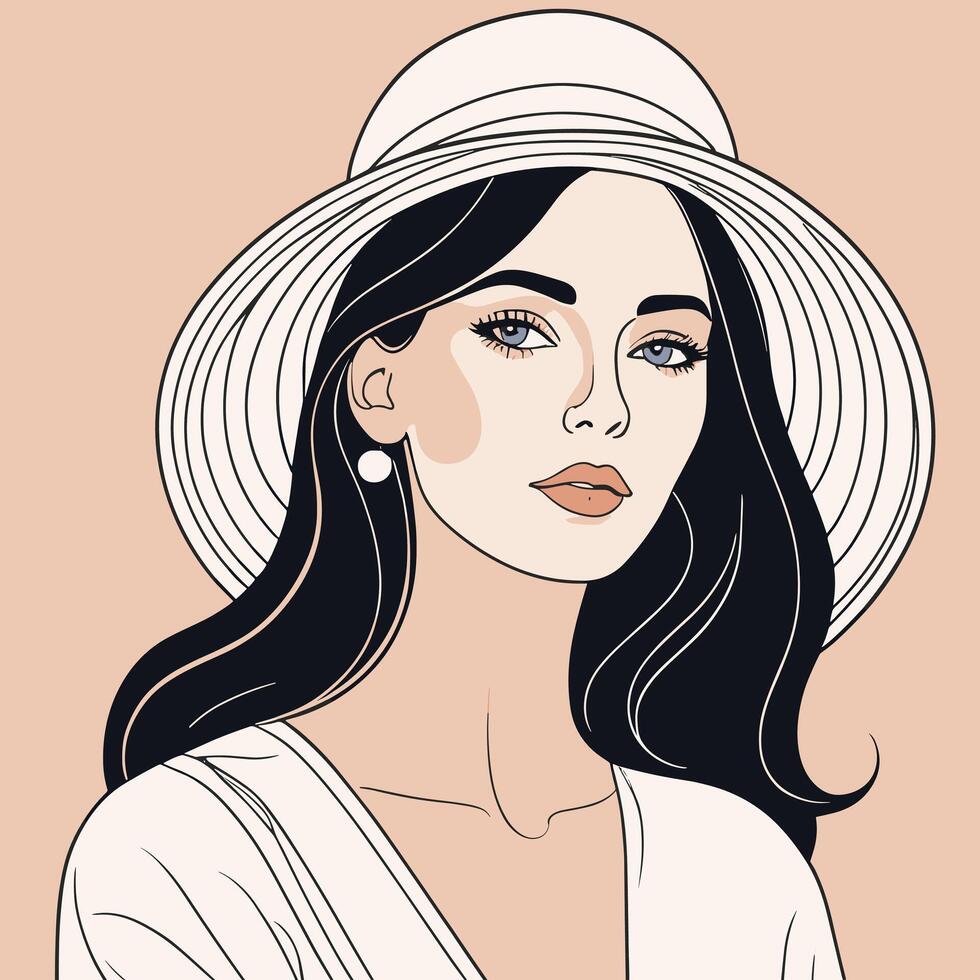 vrouw lijn kunst portret illustratie vector ontwerp