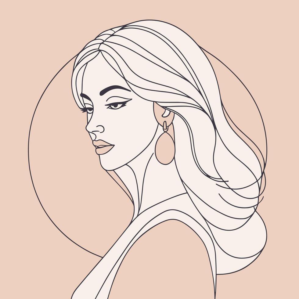 vrouw lijn kunst portret illustratie vector ontwerp