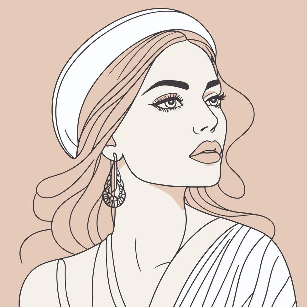 vrouw lijn kunst portret illustratie vector ontwerp