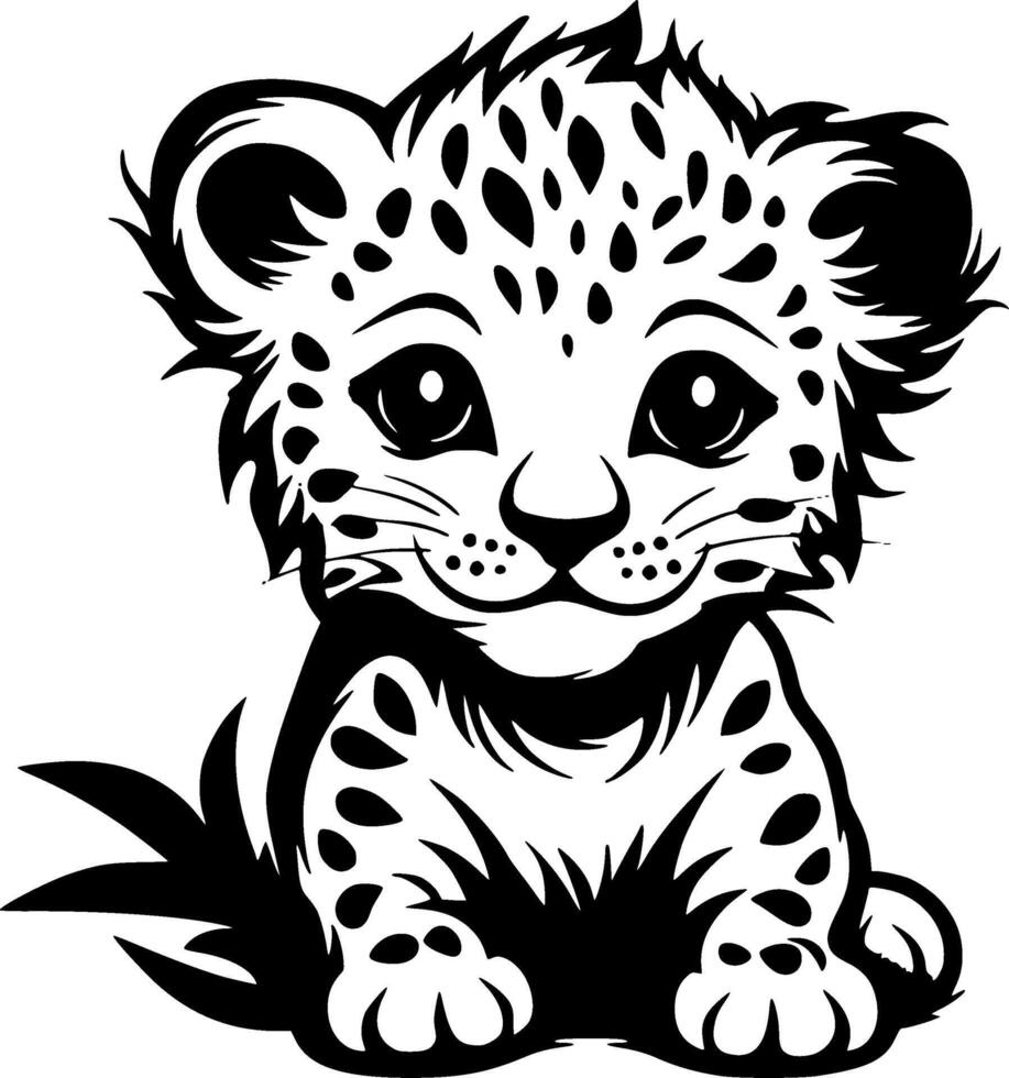 luipaard baby, minimalistische en gemakkelijk silhouet - vector illustratie