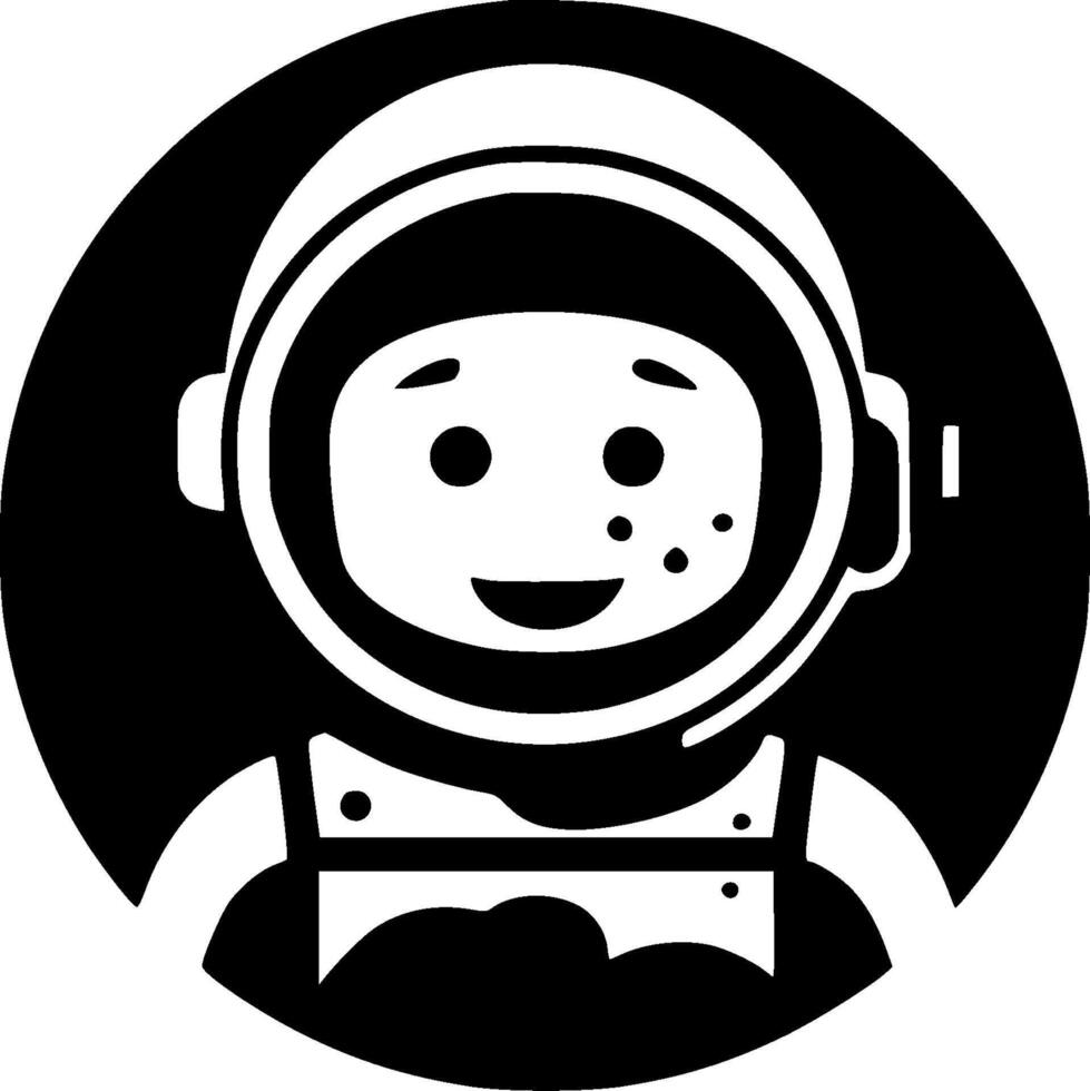 astronaut - zwart en wit geïsoleerd icoon - vector illustratie