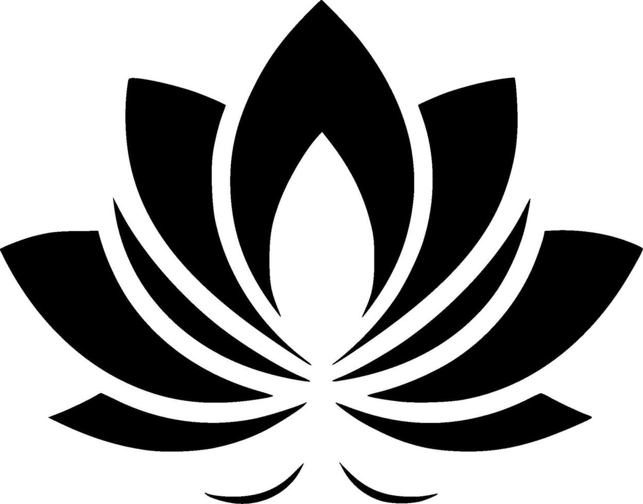 lotus bloem - zwart en wit geïsoleerd icoon - vector illustratie