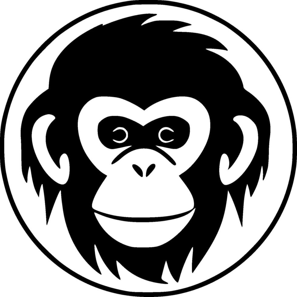 aap, zwart en wit vector illustratie