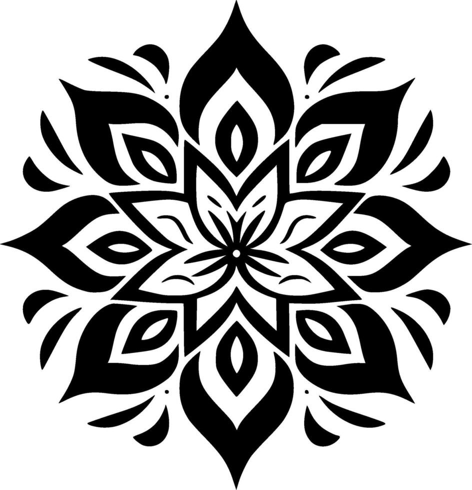 mandala - zwart en wit geïsoleerd icoon - vector illustratie