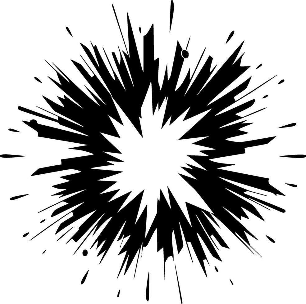 explosie - zwart en wit geïsoleerd icoon - vector illustratie