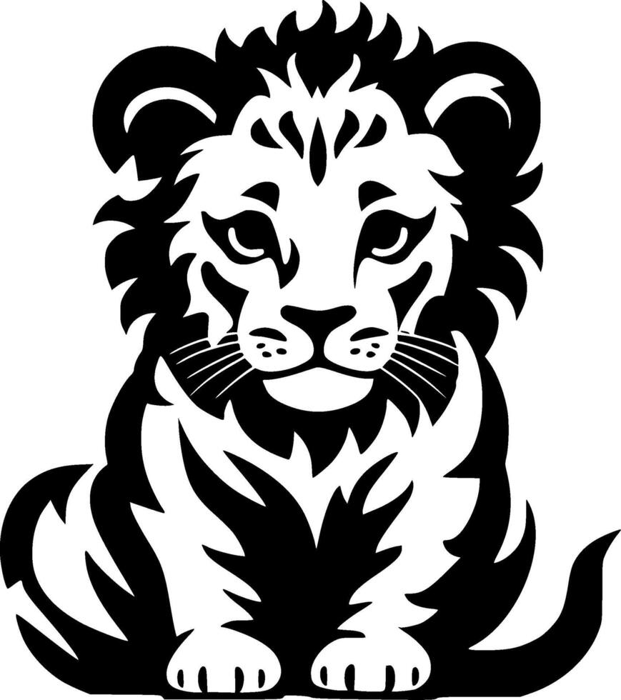 leeuw baby - minimalistische en vlak logo - vector illustratie