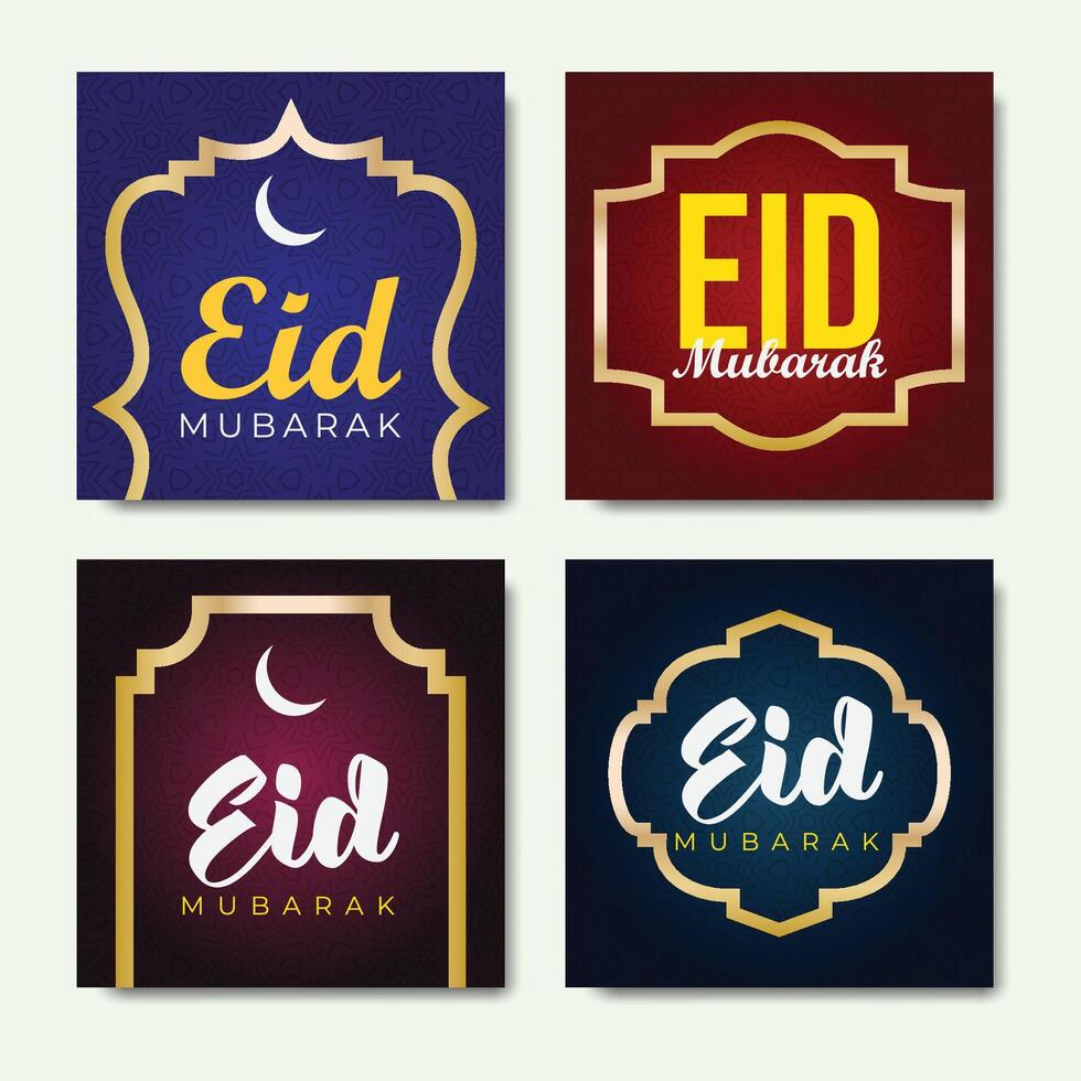 eid al fitr eid al adha mubarak groet kaart reeks voor sociaal media post sjabloon vector