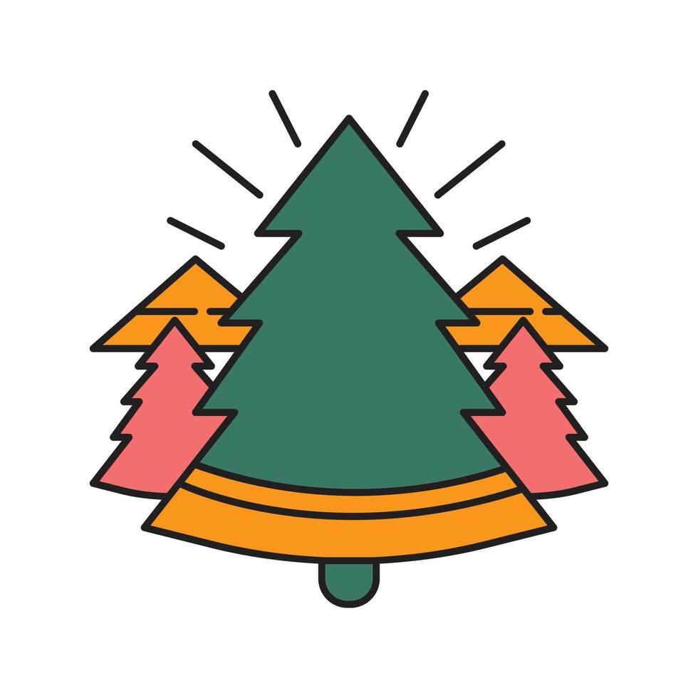 pijnboom boom icoon ontwerp. met een gemakkelijk lijn en kleur illustratie ontwerp vector