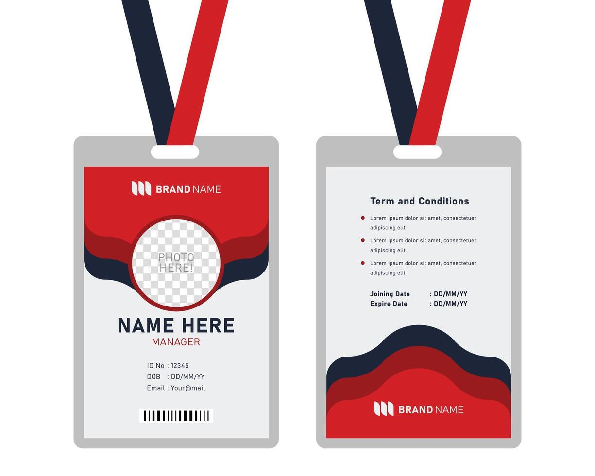 modern identiteitskaartontwerp voor bedrijven met mockup. minimaal ontwerp met rode identiteitskaart vector